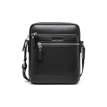 Old Man's Head Cow Leather Crossbody Bag, Small Backpack, Shoulder Bag Regular Men's Black