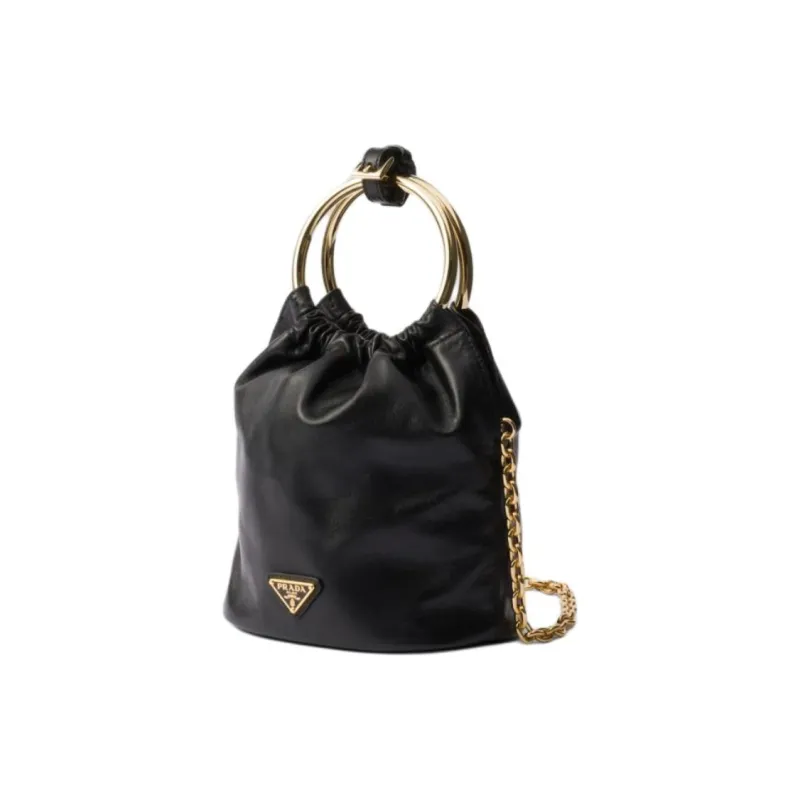 PRADA Nappa Leather One Shoulder Handbag Mini Women's Black-1