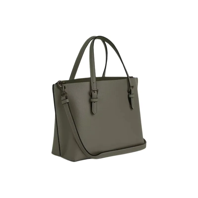 COACH Mollie Double Sided Leather Tote Bag, Shopping Bag, Handbag Medium Size Women's Army Green-1