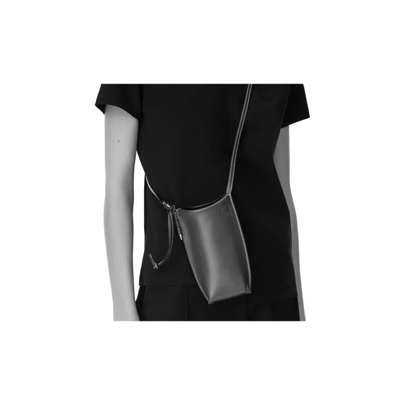 LOEWE Gate Lambskin One Shoulder Crossbody Cell Phone Pouch Women's Ecru-4
