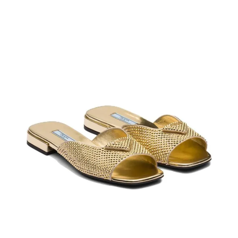 PRADA Slide Slippers Women's Gold-2