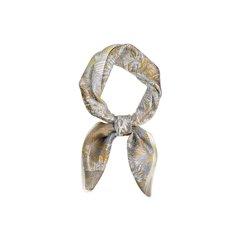 MITHAOL KUSC 100% Mulberry Silk Scarves Women's Gold Jungle-0