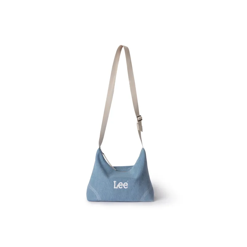 Lee Fabric Artificial Leather Crossbody Bag Large Size Women's Vintage Light Denim Blue-1