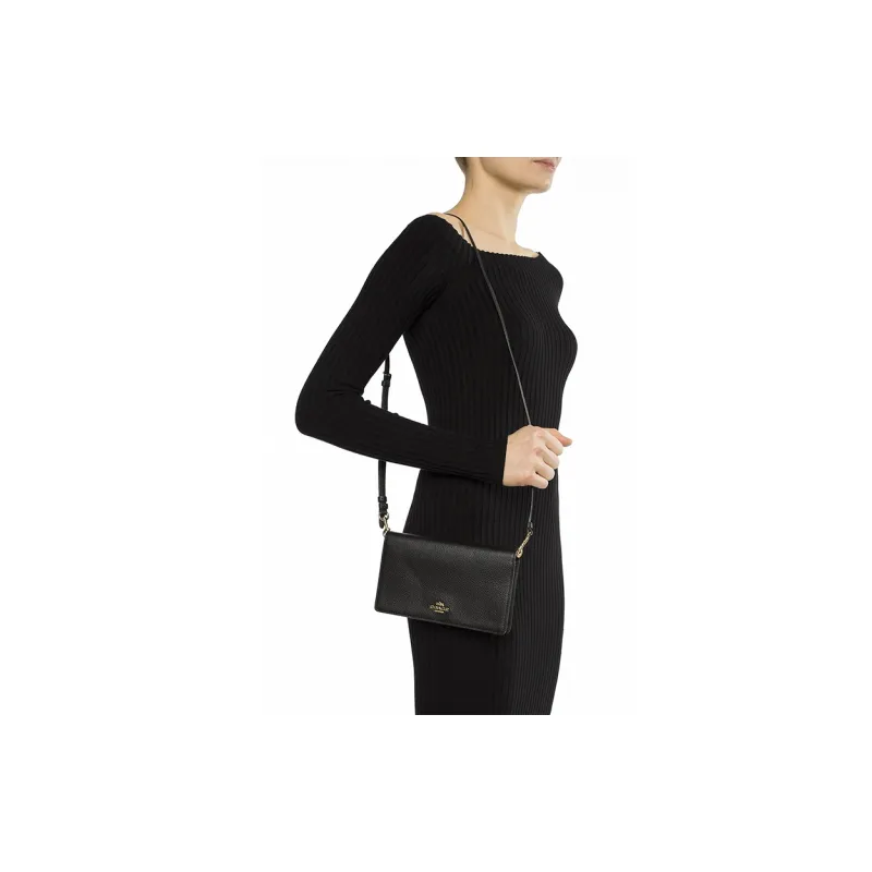 COACH Hayden Polished Grain Leather Shoulder Bag, Crossbody Bag Women's Black-4