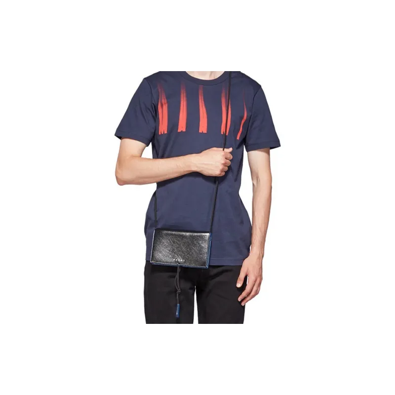MARNI Cow Leather Messenger Bag Shoulder Bag Crossbody Bag Small Size Unisex Marine Blue/Black-5
