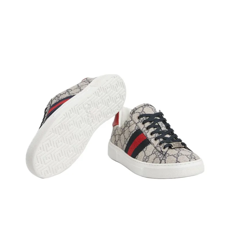 GUCCI ACE Low Top Skateboard Shoes Women's Beige-5