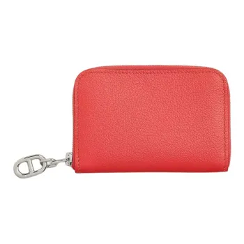 HERMES Evercolor Leather Card Holder Women's 0E Rose Texas Pink