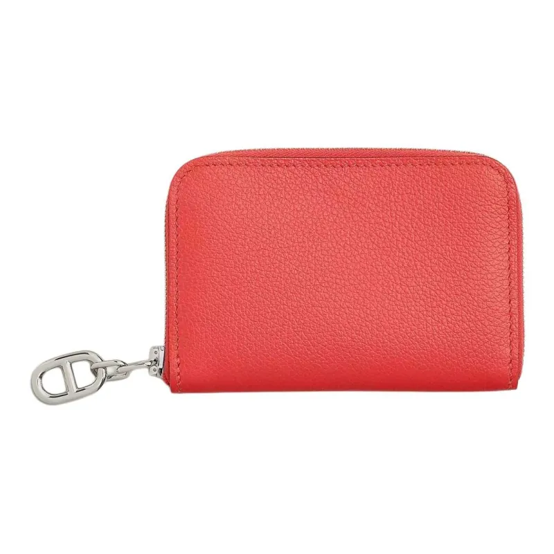 HERMES Evercolor Leather Card Holder Women's 0E Rose Texas Pink-0