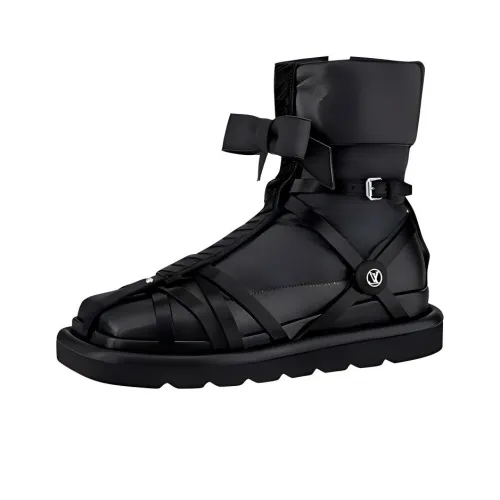 LOUIS VUITTON Square Ankle Boots Women's Black