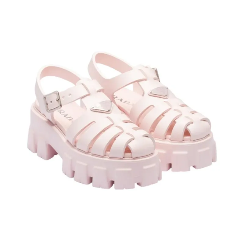 PRADA Monolith Foam Rubber 55mm Sandals Alabaster Pink Women's-2