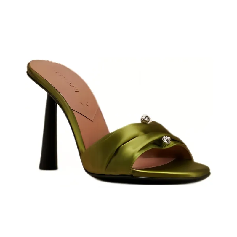 D'ACCORI Slide Slippers 10cm Women's Green-3