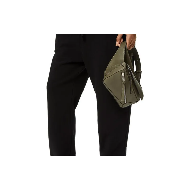LOEWE Puzzle Bumbag In Classic Calfskin Mini Khaki Green-5