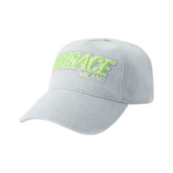 VERSACE Logo Embroidered Denim Baseball Cap