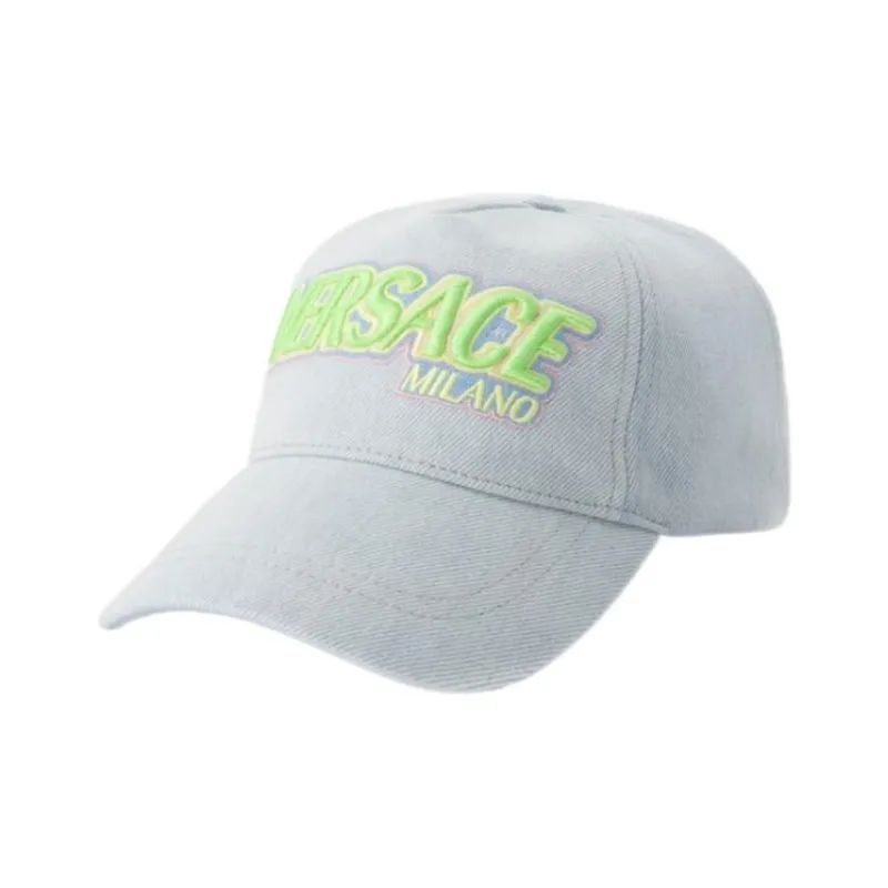 VERSACE Logo Embroidered Denim Baseball Cap-0