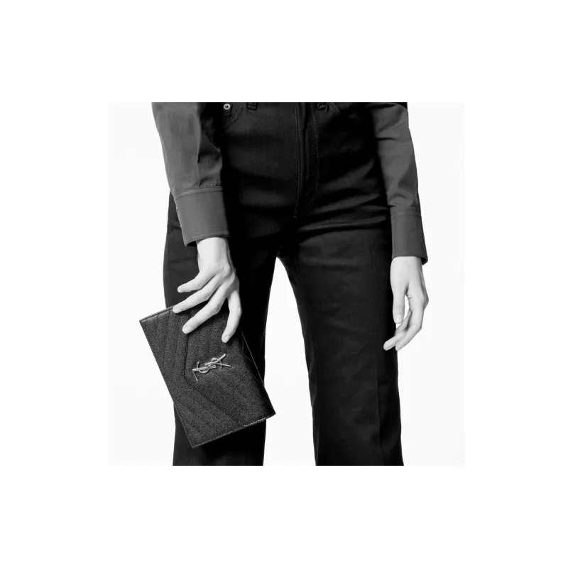 SAINT LAURENT ENVELOPE Grained Calfskin Envelope Bag Wallets Shoulder Bag Crossbody Bag Regular Women's Opium Red-6