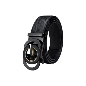 GOLF Cow Leather Leather Belts Men's Black/Gold/Black Silver 3.5cm Width