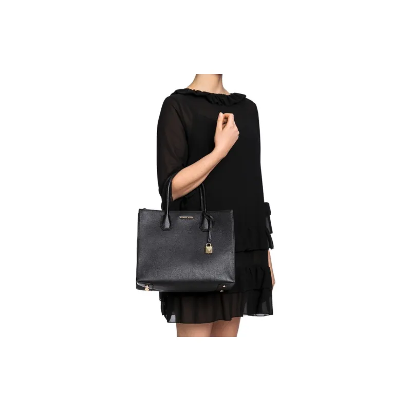 MICHAEL KORS Mercer Cow Leather Trunk Bag, Crossbody Handbag Tubas Women's Pure Black-4