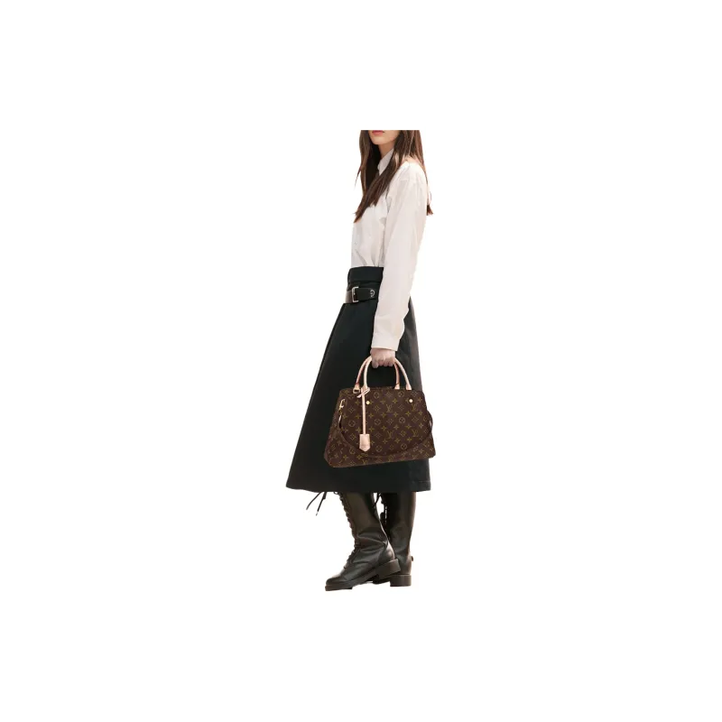 LOUIS VUITTON Montaigne Canvas With Leather Montaigne Handbag Medium Size Women's Brown-6
