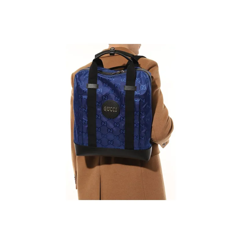 GUCCI Leather Portable Backpack Men's Blue-5