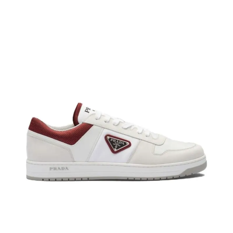 PRADA Downtown Low Top Skateboard Shoes Men's White Red-1
