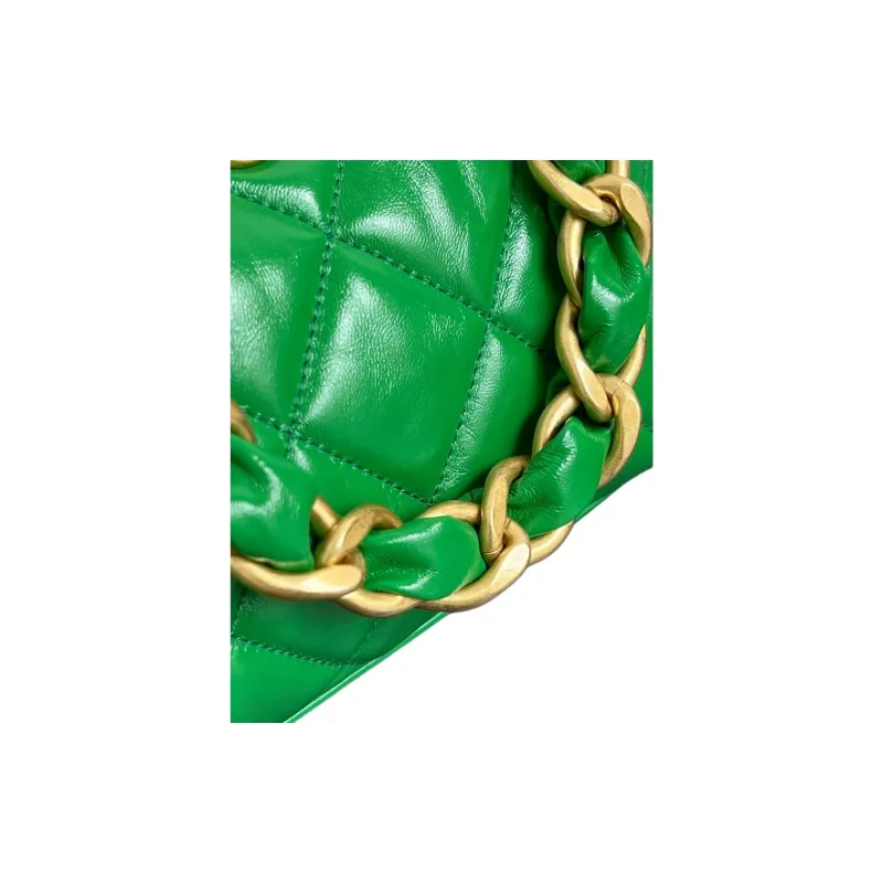 CHANEL Polished Lambskin Hobo Bag, Crossbody Bag, Shoulder Bag Trumpets Women's Green-6