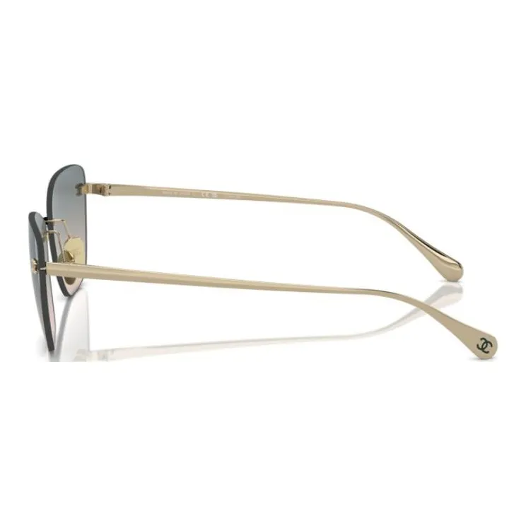 CHANEL Titanium Irregular Shape Sunglasses Women's Gold-2