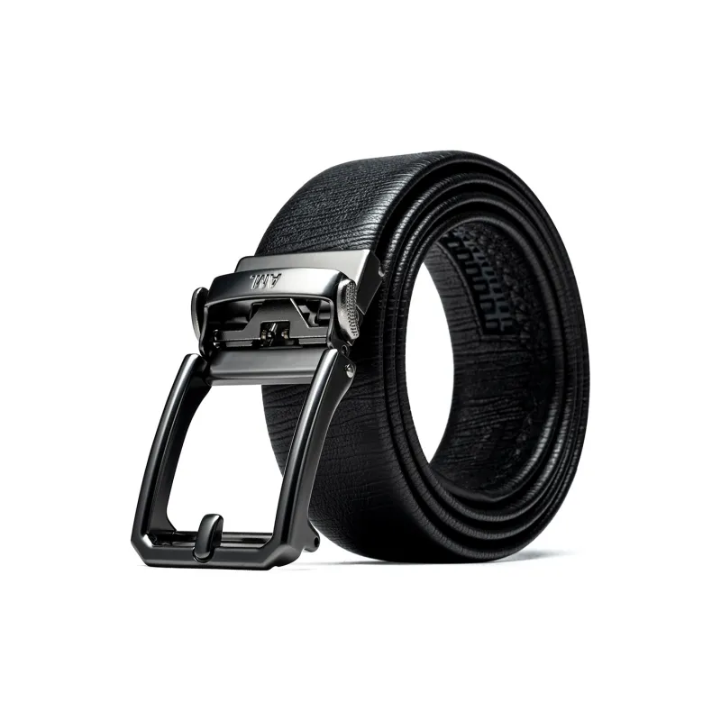 Anthony Miles High Quality Automatic Buckle Cow Leather Leather Belts Men's Black 3.5cm-0