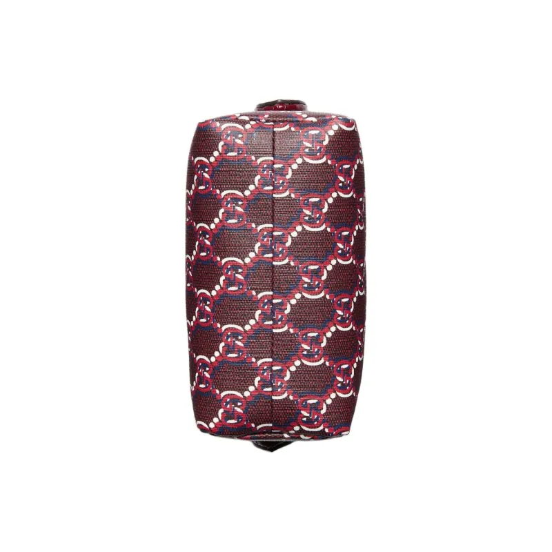 GUCCI Canvas With Leather Trim Clutch Women's Red & Multicolor-4