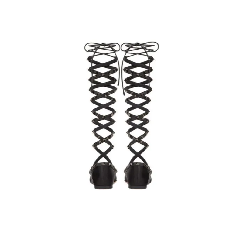 Valentino Rockstud Casual Single Shoes Women's Black-4