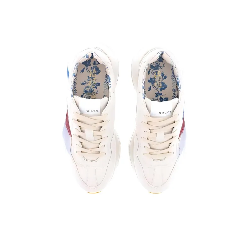 GUCCI Rhyton Cushioning Low Top Chunky Sneakers Women's White Red Blue-2