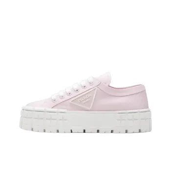 PRADA Wheel Double Nylon Gabardine Platform Shoes Women's Snow Pink