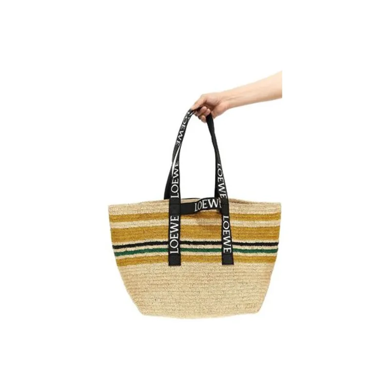 LOEWE Raffia Fiber One Shoulder Handbags Women's Multicolor/Black-6