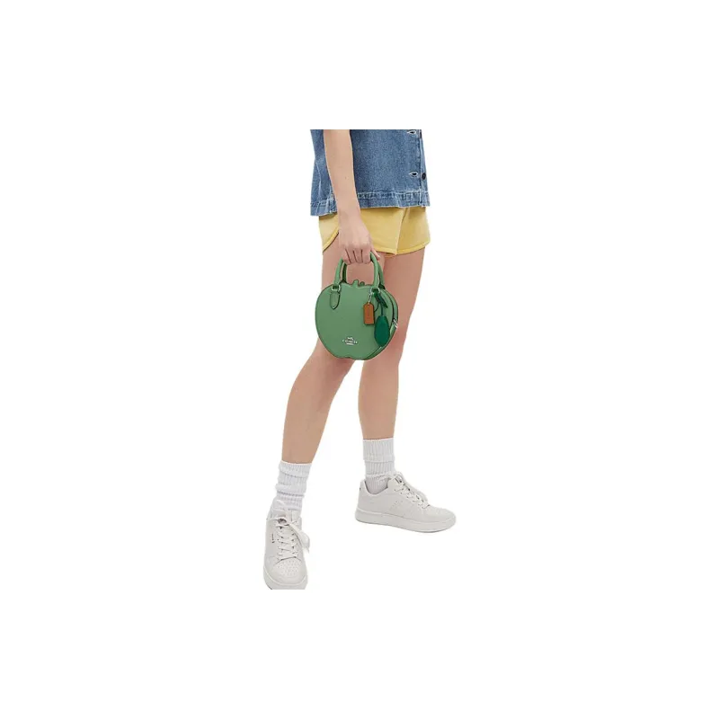 COACH Split Cow Leather Shoulder Bag, Crossbody Bag Trumpets Unisex Soft Green-3