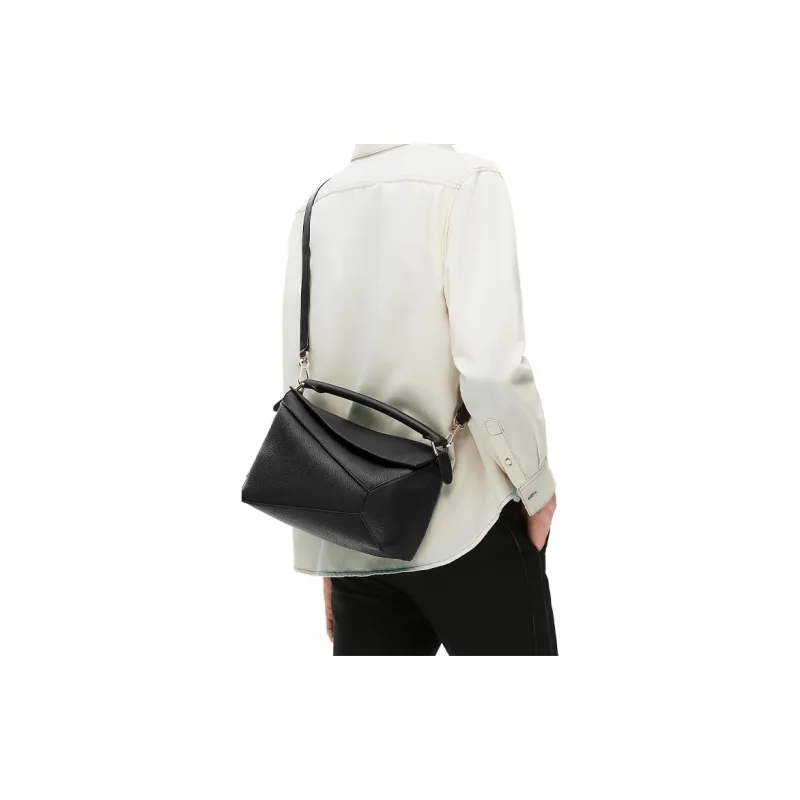 LOEWE Puzzle Grained Calfskin Handbag, Shoulder Bag, Crossbody Bag Regular Men's Black-8