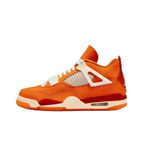 Jordan Air Jordan 4 Non slip Wear resistant Shock Absorption Mid Top Vintage Basketball Shoes Men's Orange