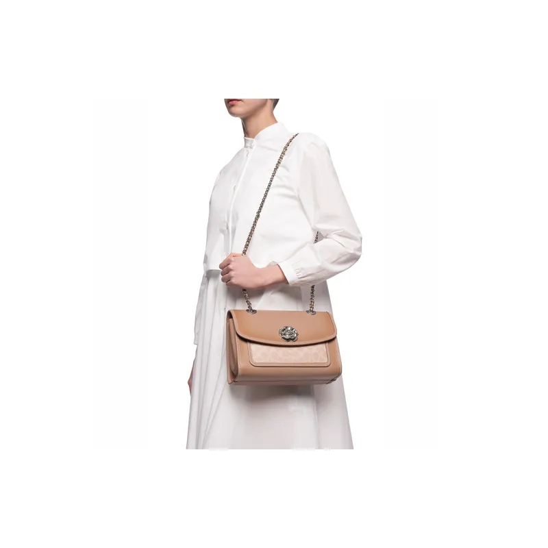 COACH Canvas With Leather Shoulder Bag, Crossbody Bag Women's Brown With Monogram-6