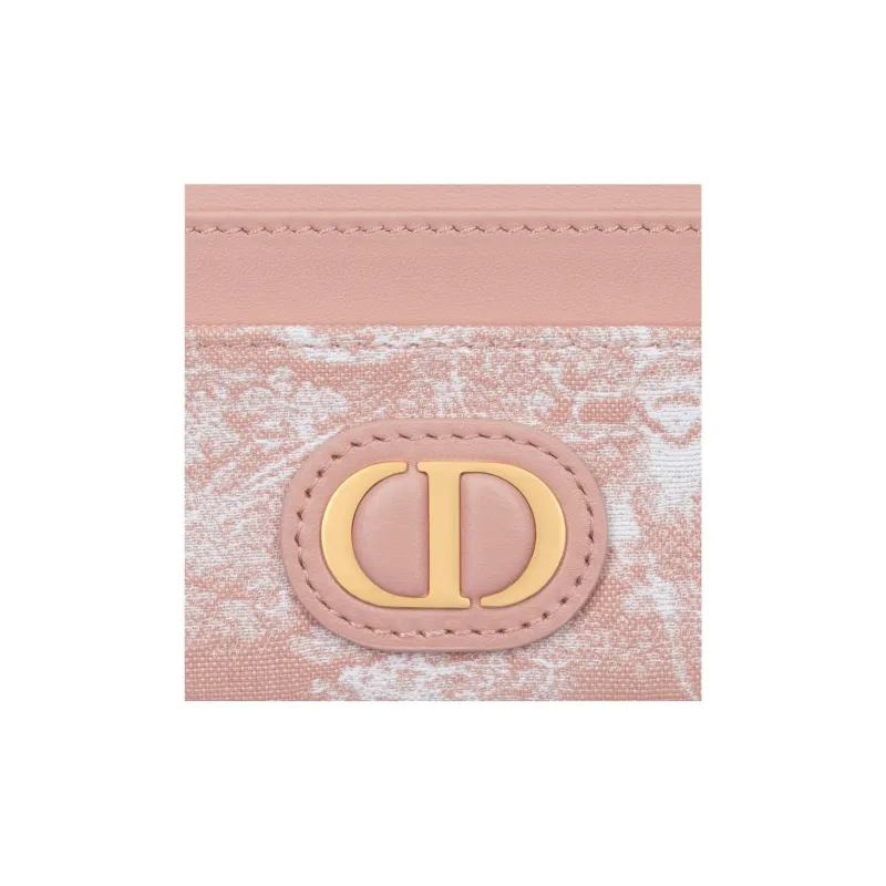 DIOR 30 Montaigne Fabric Jacquard Card Holder Women's Pink-2