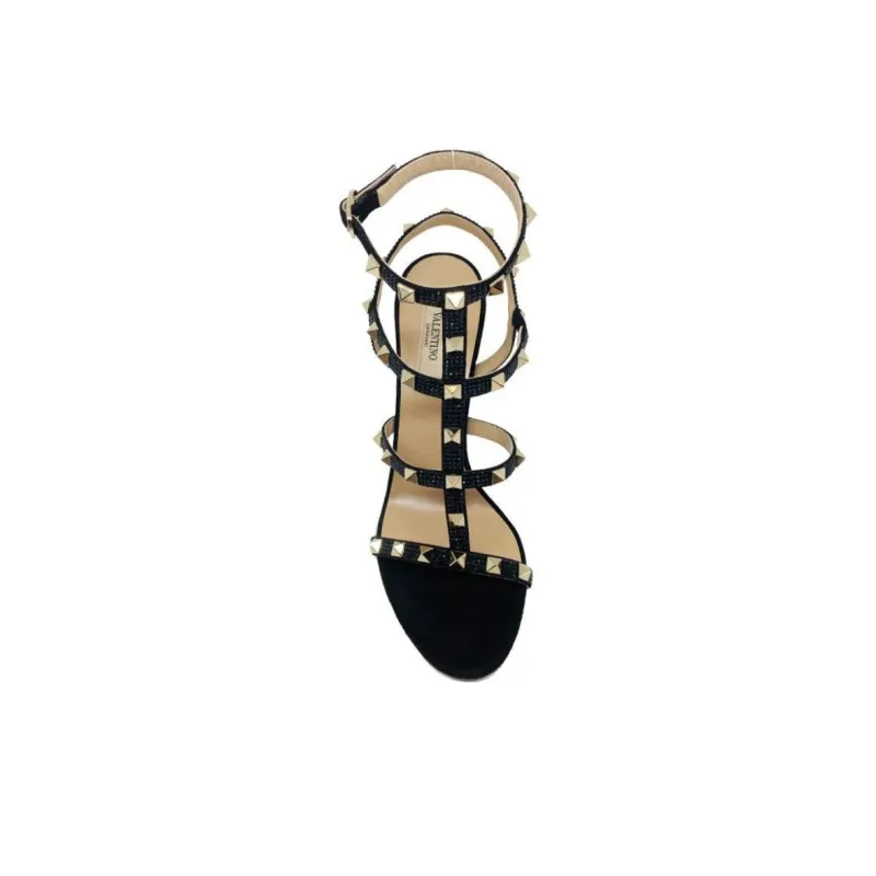 Valentino Rockstud One Strap Sandals 11cm Women's Black-4