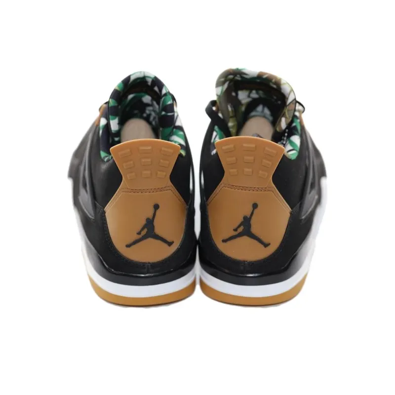 Jordan Air Jordan 4 Anti-Slip Wear-Resistant Mid-Top Vintage Basketball Shoes Unisex Black Brown Green-2