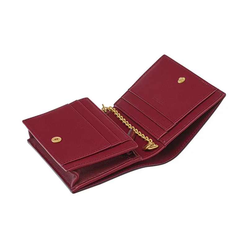 MCM Calfskin Shoulder Bag Small Size Women's Burgundy-1