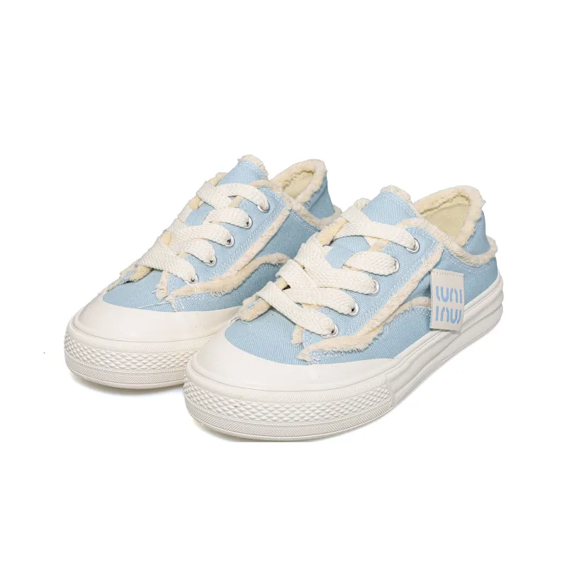 B10CROWN Durable Breathable Low Top Canvas Shoes Women's Blue-3