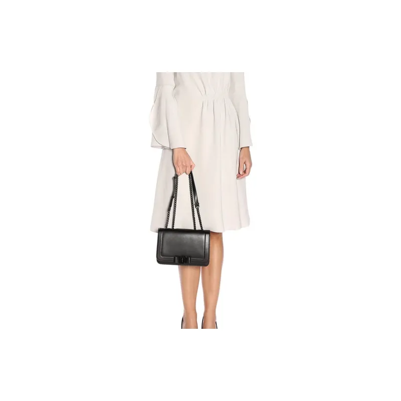 FERRAGAMO Viva Cow Leather Pillow Bag Crossbody Bag Shoulder Bag Women's Black-5