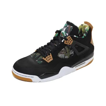 Jordan Air Jordan 4 Anti-Slip Wear-Resistant Mid-Top Vintage Basketball Shoes Unisex Black Brown Green