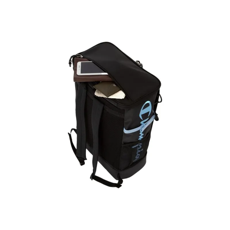 Champion Recycled Polyester Patchwork Canvas Backpack Unisex Black Purple-4