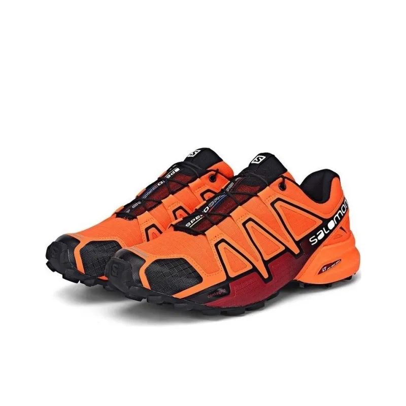SALOMON Speedcross 4 Anti Slip Wear Resistant Low Top Running Shoes Men's Orange Black-1