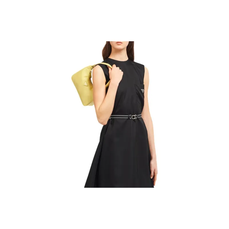 PRADA Hobo Nylon Fabric Shoulder Bag Handbag Women's Yellow-3