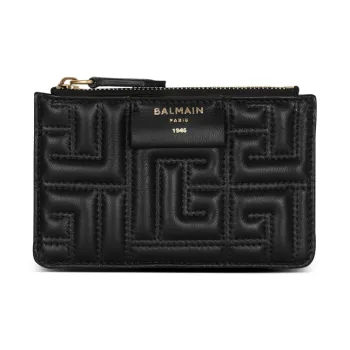 BALMAIN 1945 Lambskin Card Holder Women's Black