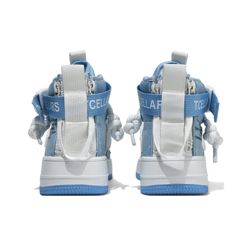TCELLARS Cushioning Lightweight Height Increasing High Top Skateboard Shoes Unisex Sky Blue Includes Building Blocks-4