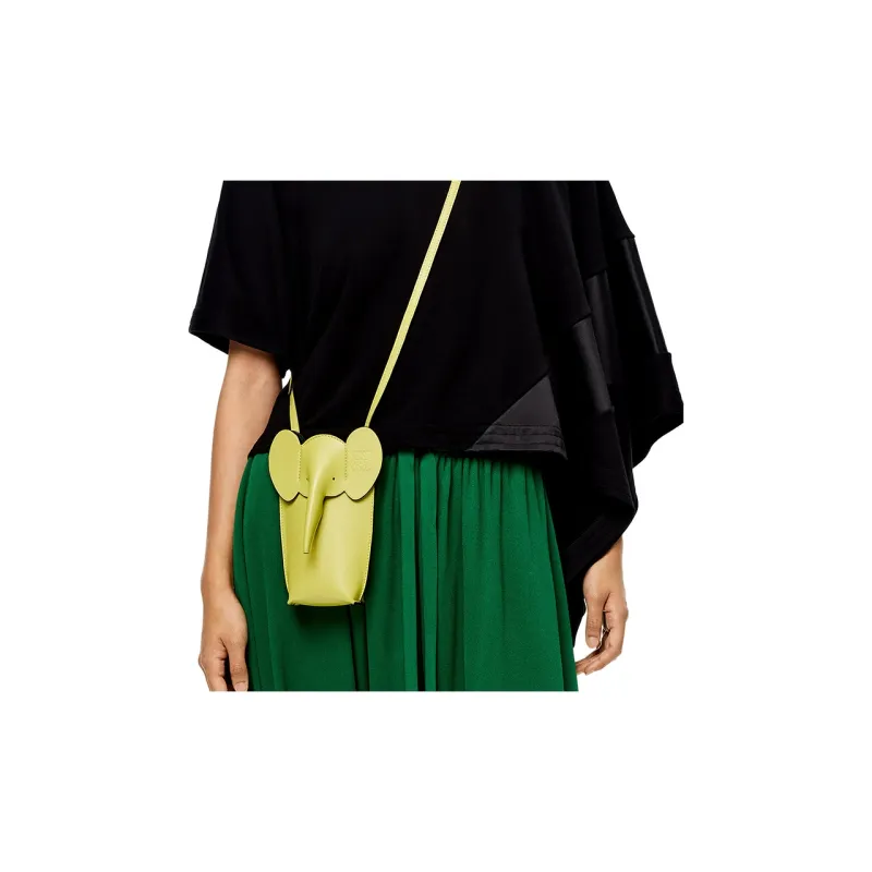 LOEWE Cow Leather Crossbody Bags Cell Phone Pouch Women's Lemon-3