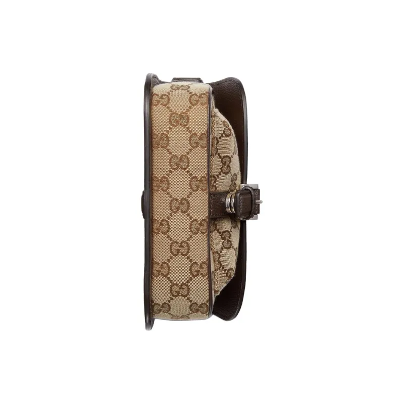 GUCCI Canvas With Leather Crossbody Bag Shoulder Bag Extra Mini Men's Beige & Ebony-4